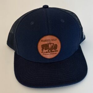 Branded Bills Navy Hat w/ Leather Buffalo